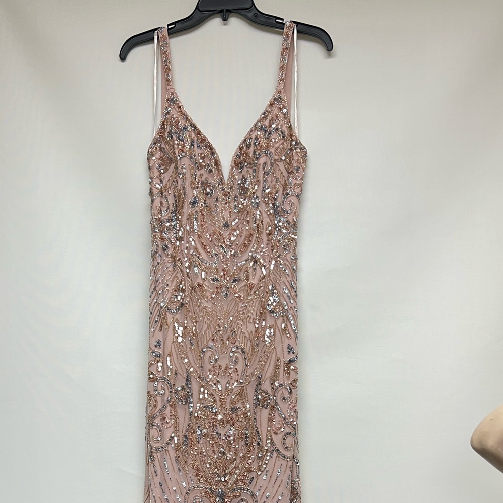 Brand new Aidan Mattox beaded V-NOTCH sleeveless long gown - Picture 11 of 17